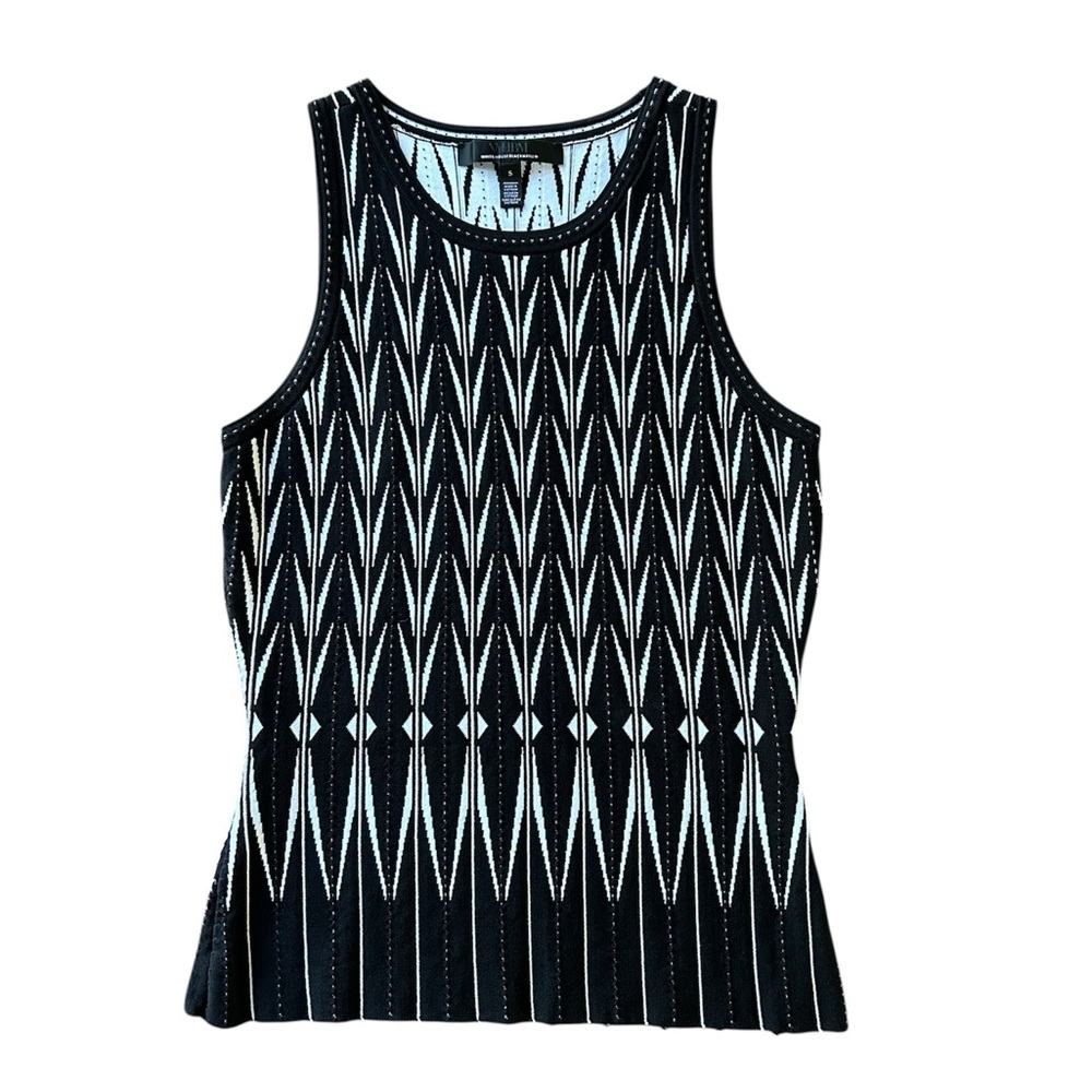 White House Black Market Black and White Geometric Tank Top